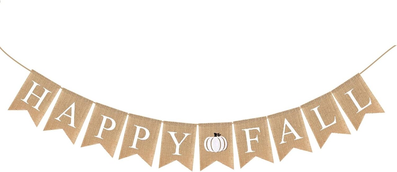 Option 1 (Best for Amazon - High Keyword Volume): Happy Fall Burlap Banner with White Pumpkins - Rustic Autumn Harvest Garland for Thanksgiving Mantel, Fireplace, and Wall Decor - Pre-Strung Jute Bunting